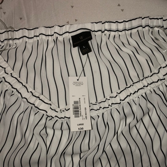 WORTHINGTON Black & White Off the Shoulder Top - Picture 5 of 5
